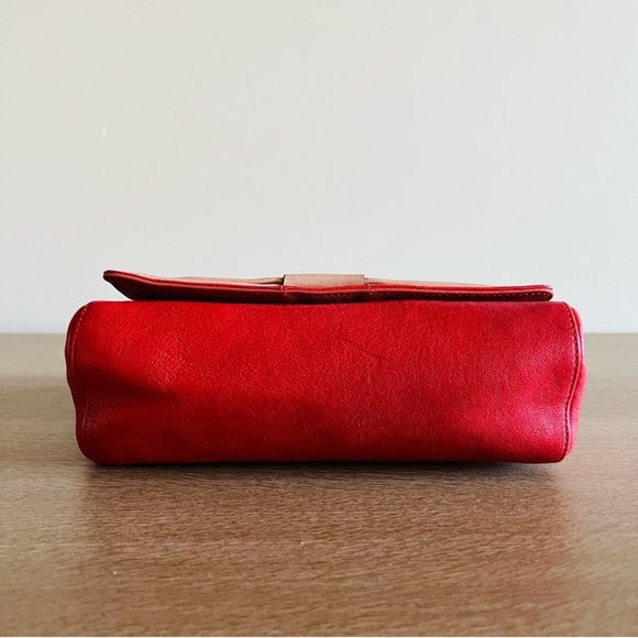 CHLOE June Bow Flap Shoulder Bag in Holly Berry Red Sheepskin Leather - Picture 7 of 9